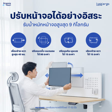 แผงจัดระเบียบตั้งโต๊ะ LUNIO ERGO รุ่น CYGRID DESK PEGBOARD WHITE_3
